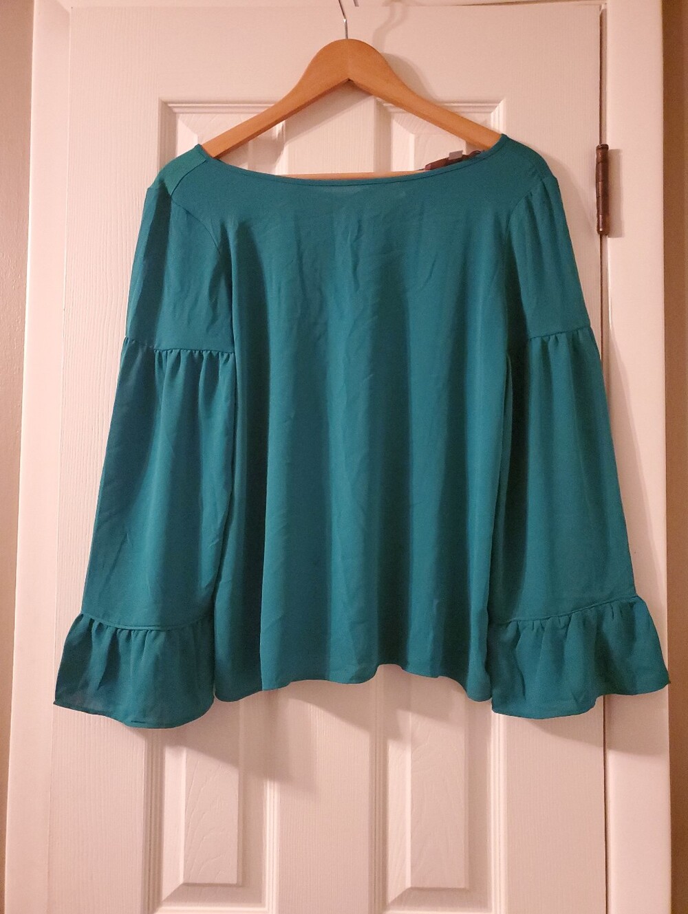 Loft Women's Teal Bell-Sleeve Top XS Preowned